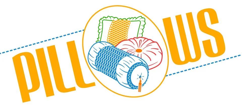 Sofa and bed pillows linear style Stock Illustration