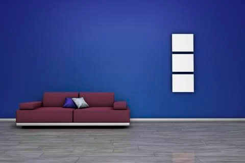 Sofa and blue empty wall Stock Illustration