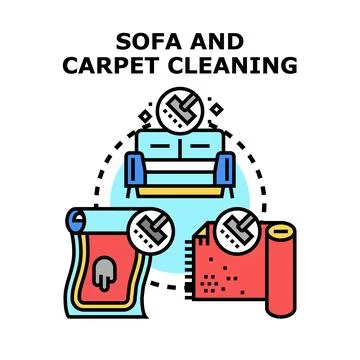 Sofa and carpet cleaning services concept icon Stock Illustration