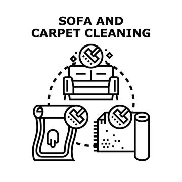 Sofa and carpet cleaning services concept icon Stock Illustration