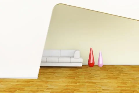 Sofa and two vase Stock Illustration