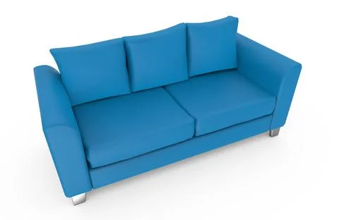 Sofa blue isolated 3d illustration Stock Illustration