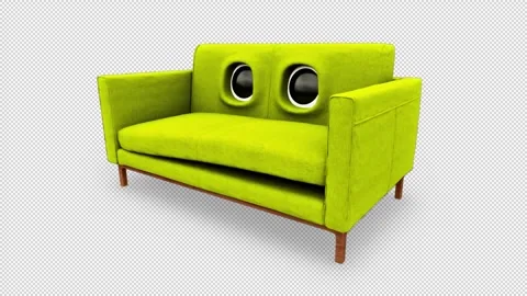Sofa Cartoon Colored Looped Alpha Channel Vídeo Stock 231623678