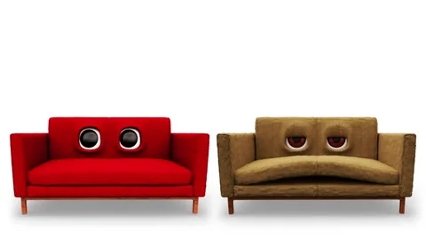 Sofa Cartoon Colored Talking Looped White Background Stock Footage 231623387