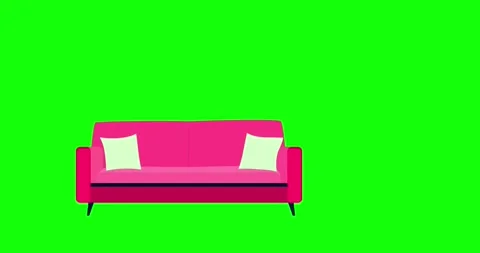 Sofa cartoon style intro greenbox isolated Stock Footage 331471996