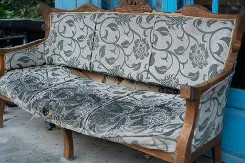 Sofa chairs that have been damaged due to age Stock Photos