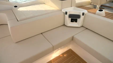 Sofa in the cockpit of a boat Stock Footage 62573208