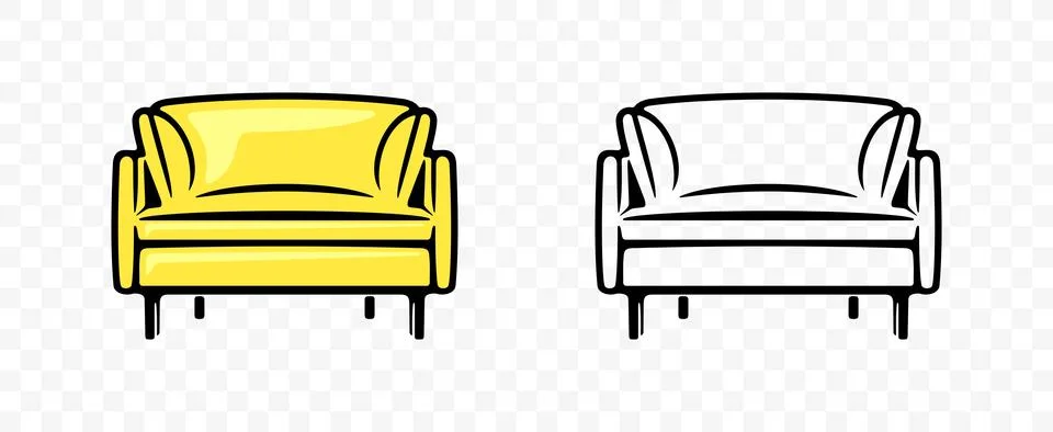 Sofa, couch, divan and settee, graphic design Stock Illustration
