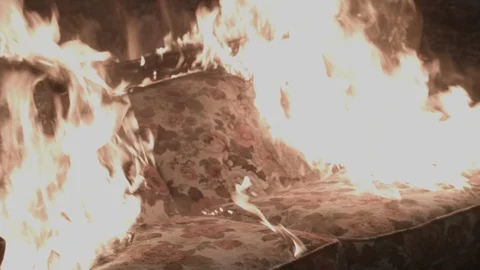 Sofa / Couch on Fire Stock Footage 86220335