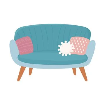 Sofa with cushion Illustrazione stock