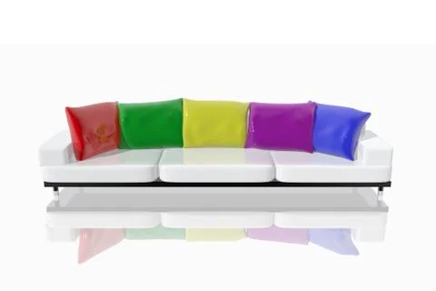 Sofa with cushions in different colors Stock Illustration