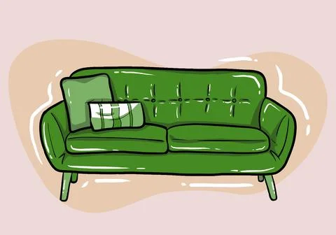Sofa with cushions. Isolated comfortable couch seat icon. Simple style reception Stock-Illustration