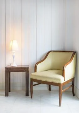 Sofa with desk lamp in the interior Stock Photos