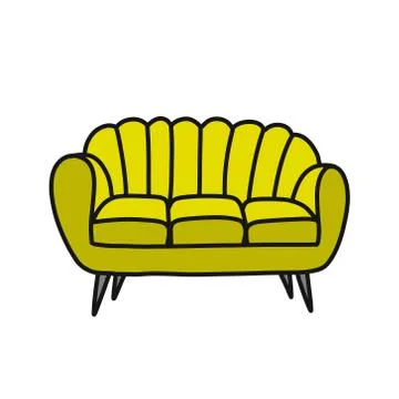 Sofa doodle icon, vector illustration Stock Illustration