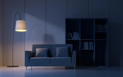 Sofa in the empty room, 3d rendering. Stock Illustration