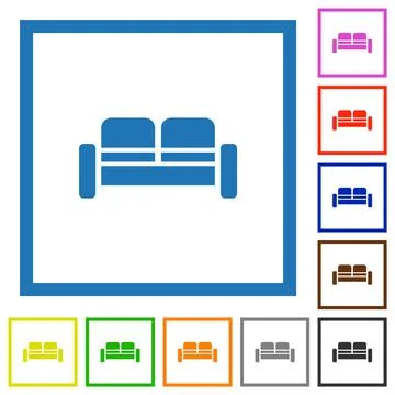 Sofa flat framed icons Illustration