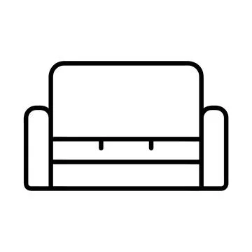 Sofa flat icon. Pictogram for web. Line stroke. Isolated on white background. Stock Illustration