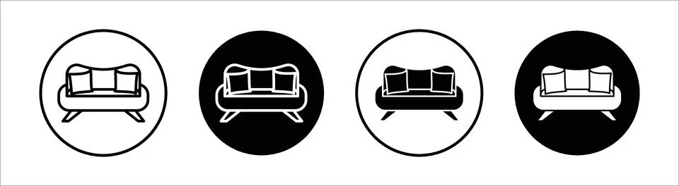 Sofa flat line icon set. Sofa Thin line illustration vector Stock Illustration