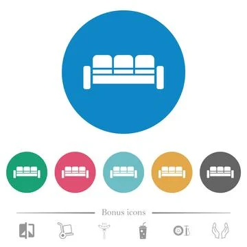Sofa flat round icons Stock Illustration