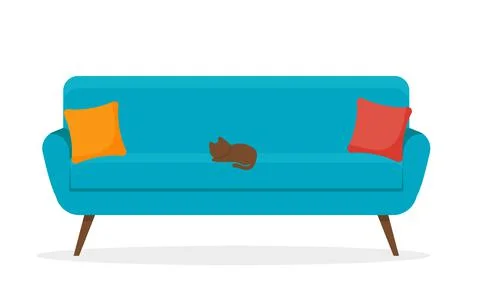 Sofa. Flat style vector design template. Stock Illustration