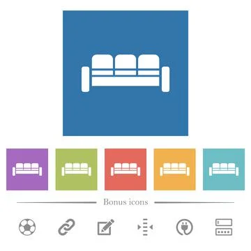 Sofa flat white icons in square backgrounds Illustration