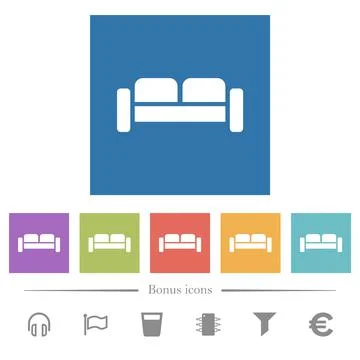 Sofa flat white icons in square backgrounds Illustration