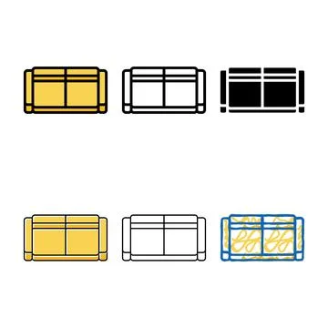 Sofa forms two sections top view color icon vector イラスト素材