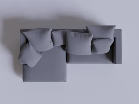 Sofa gray color top view render Illustrazione stock