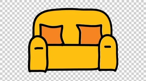 Sofa hand drawn color animation with transparent background Stock Footage 44147374