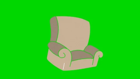 Sofa hand drawn green screen. floating loop animation Video stock 128070901