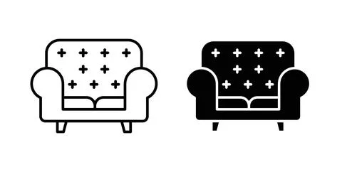 Sofa icon in black and white. vector icon pack for websites Stock Illustration
