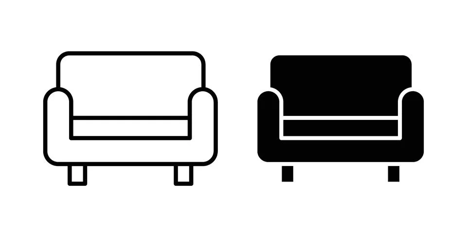 Sofa icon black vector isolated on white Stock Illustration