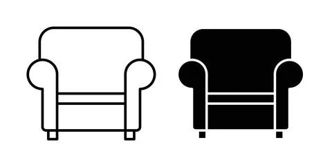 Sofa icon collection in black, Line icons, flat symbols Stock Illustration