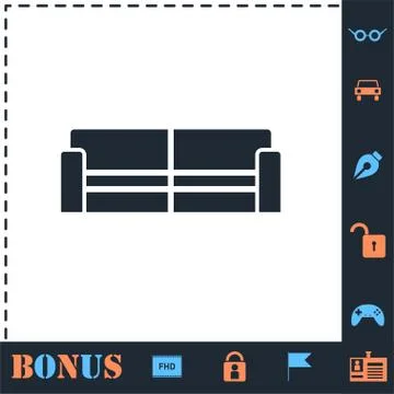 Sofa icon flat Stock Illustration