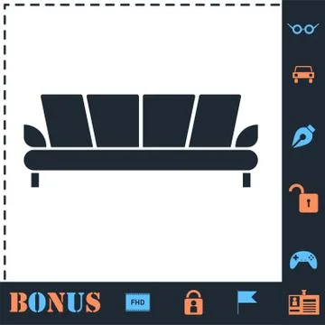 Sofa icon flat Stock Illustration