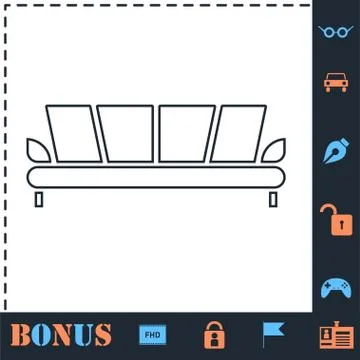 Sofa icon flat Stock Illustration