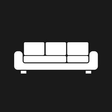 Sofa icon isolated on black background. Couch for living room. Flat design Illustrazione stock