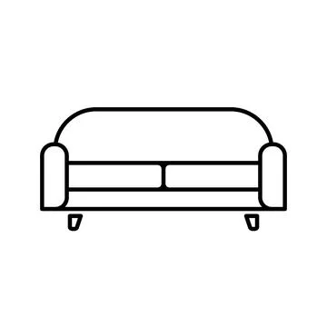 Sofa icon isolated on white background. Couch for living room. Flat line desi Stock Illustration