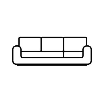 Sofa icon isolated on white background. Couch for living room.Flat line desig Stockillustratie