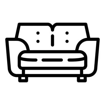 Sofa icon, outline style Stock Illustration