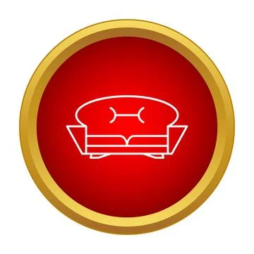 Sofa icon in a red circle frame 스톡 일러스트