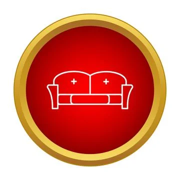 Sofa icon in a red circle frame 스톡 일러스트