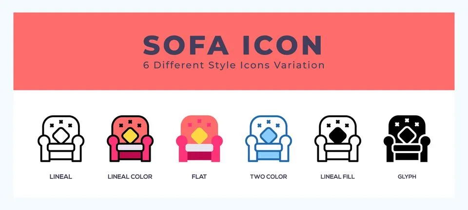 Sofa icon set pack vector illustration. Stock Illustration
