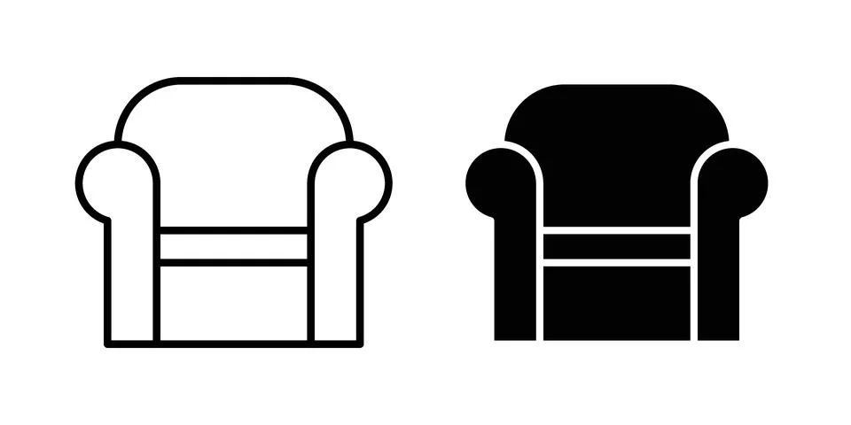 Sofa icon silhouette vector set. thin line pack Stock Illustration