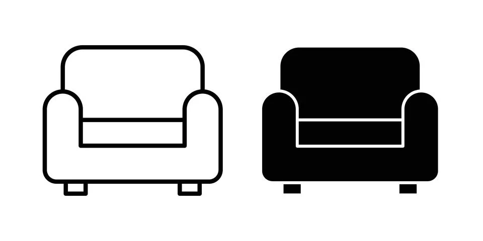 Sofa icon symbol. Flat and Stroke Vector illustration Stock Illustration