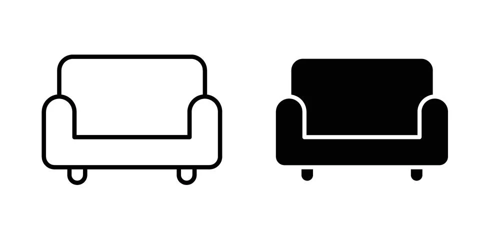 Sofa icon vector concepts, line and silhouette style Stock Illustration