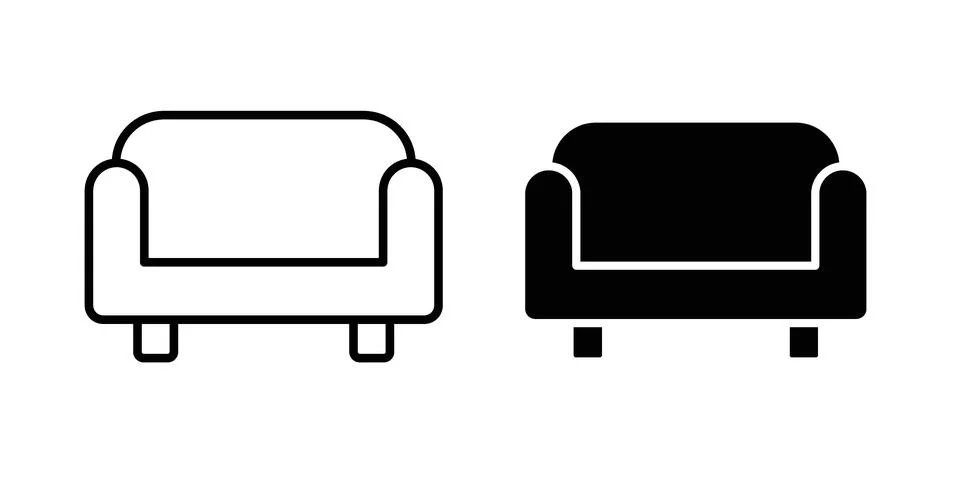Sofa icon vectors. Illustrations in black Stock Illustration
