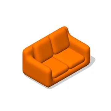 Sofa. Isolated on white. 3d Vector illustration. 库存插图