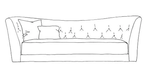 Sofa isolated on white background. Vector illustration in a sketch style. Illustrazione stock