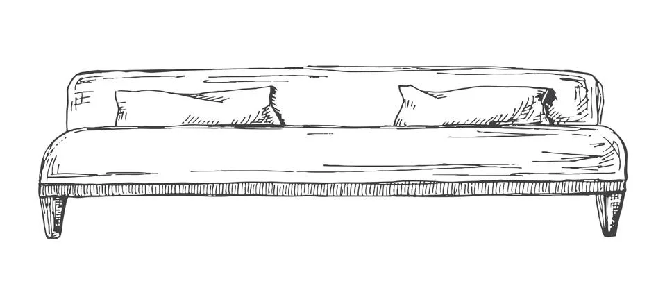 Sofa isolated on white background. Vector illustration in a sketch style. Stock Illustration